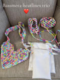 `Bassmera Heartline Trio – handcrafted bead heart bag set for mother and daughters, made-to-order`