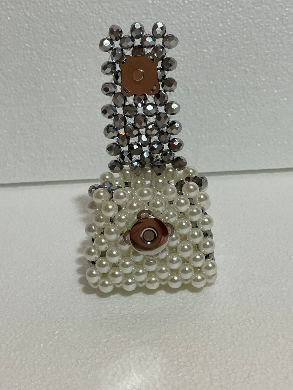 Pearl & Silver Glass Crystal Mini Backpack Charm
