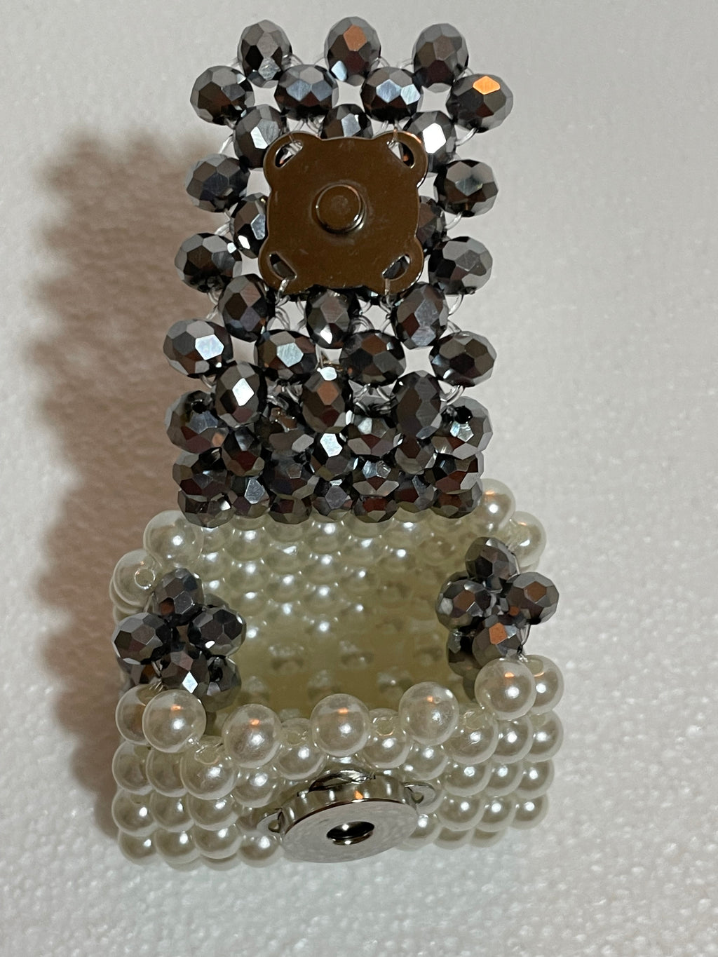 Pearl & Silver Glass Crystal Mini Backpack Charm