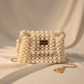 `Bassmera Perlinea – off-white handcrafted bead bag with acrylic berry beads, made-to-order`